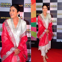 Shehnaz gill white color designer suit